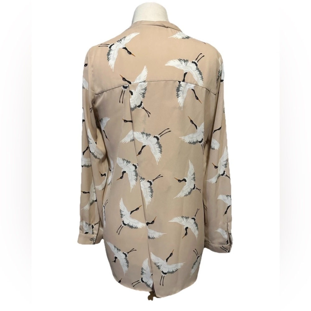 Zara Basic Collection Size M Bird Print Shirt Blo… - image 3